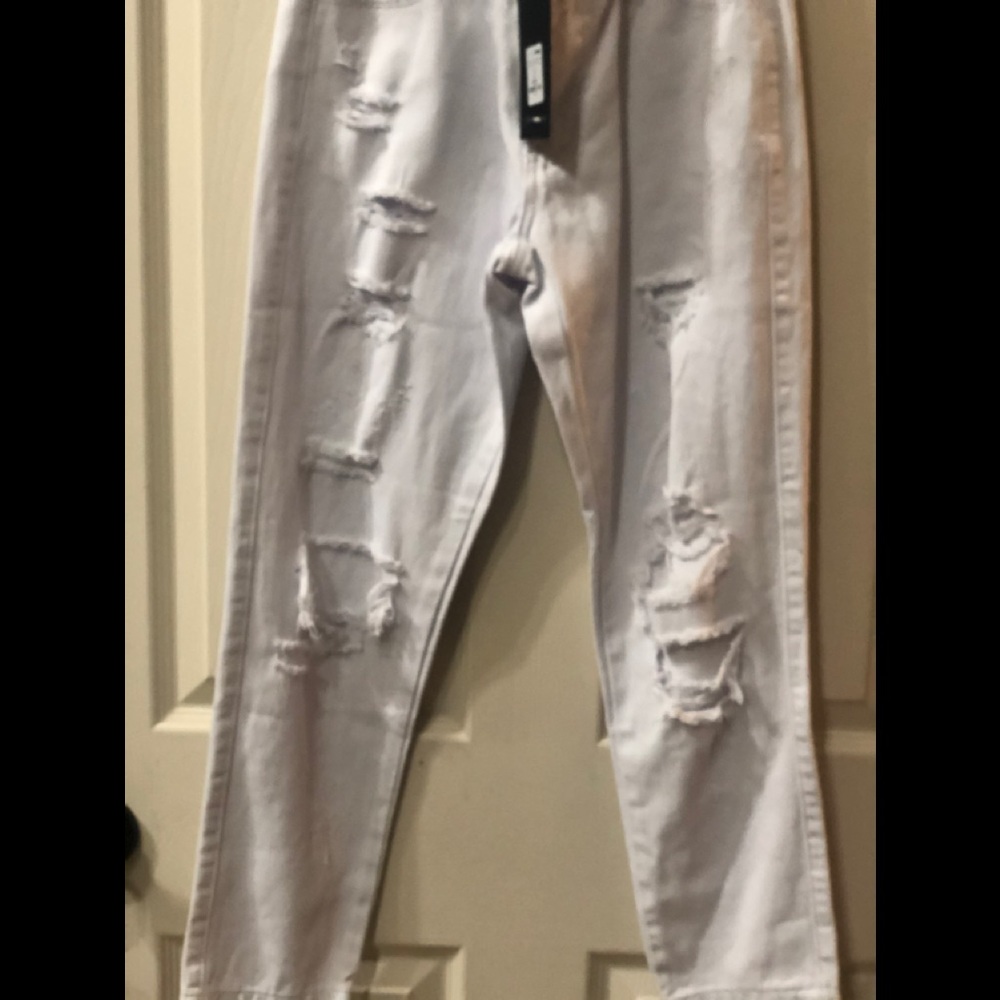 White ripped jeans